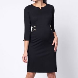 Seraphine Black with Gold Zipper Detail Maternity Dress US Size 2